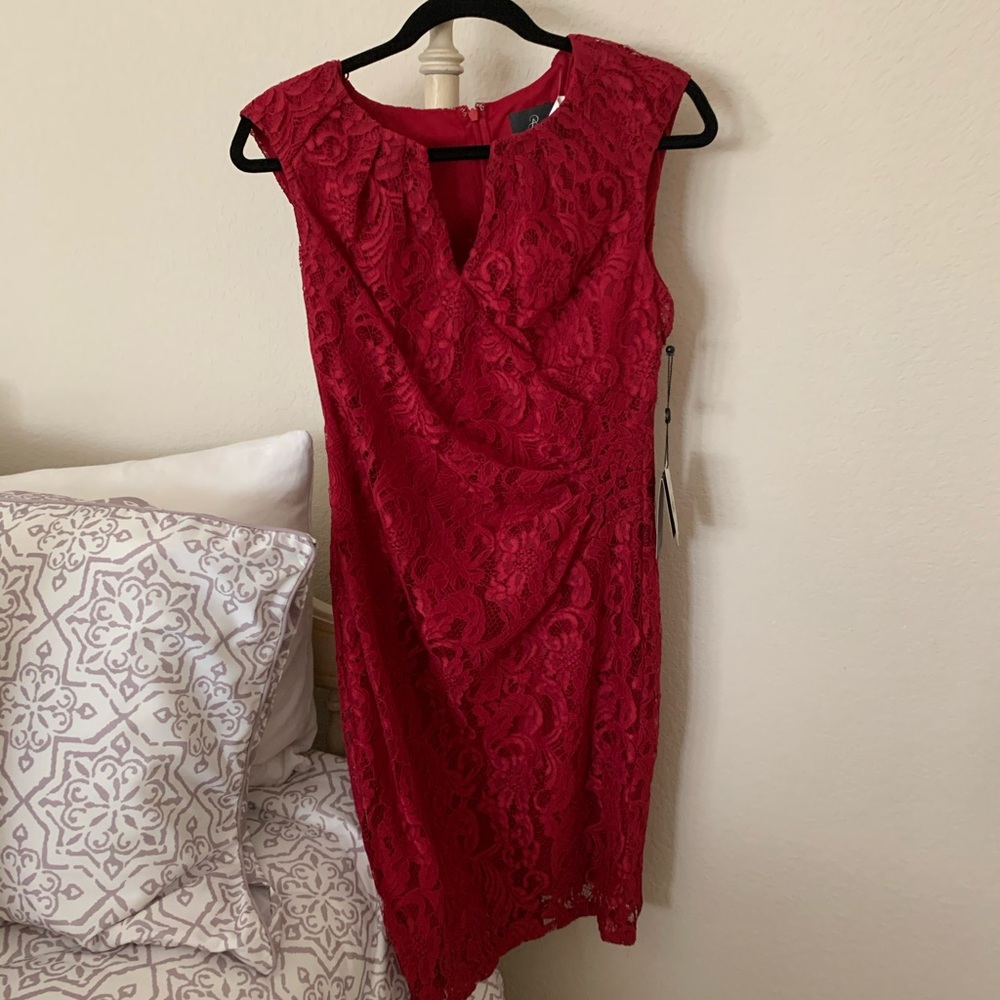 Adrianna Papell Lace sheath dress -Cherry - NWT